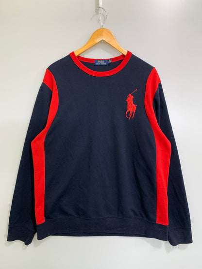 【中古品】【メンズ】 POLO RALPH LAUREN ポロ・ラルフローレン ビッグポニー エンブレム スウェット ビッグポニー メンズ トレーナー トップス 刺繍 147-260823-em-17-min サイズ：XL カラー：ネイビー/レッド 万代Net店