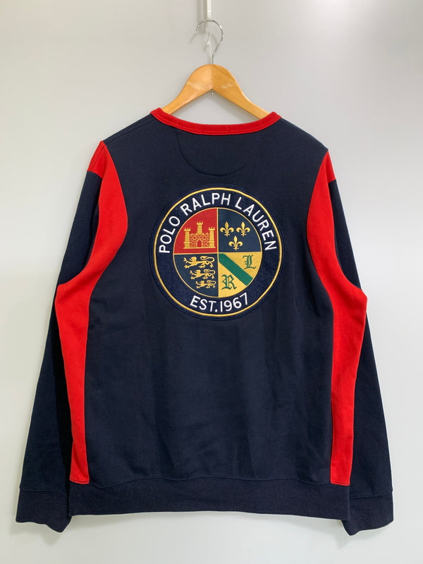 【中古品】【メンズ】 POLO RALPH LAUREN ポロ・ラルフローレン ビッグポニー エンブレム スウェット ビッグポニー メンズ トレーナー トップス 刺繍 147-260823-em-17-min サイズ：XL カラー：ネイビー/レッド 万代Net店