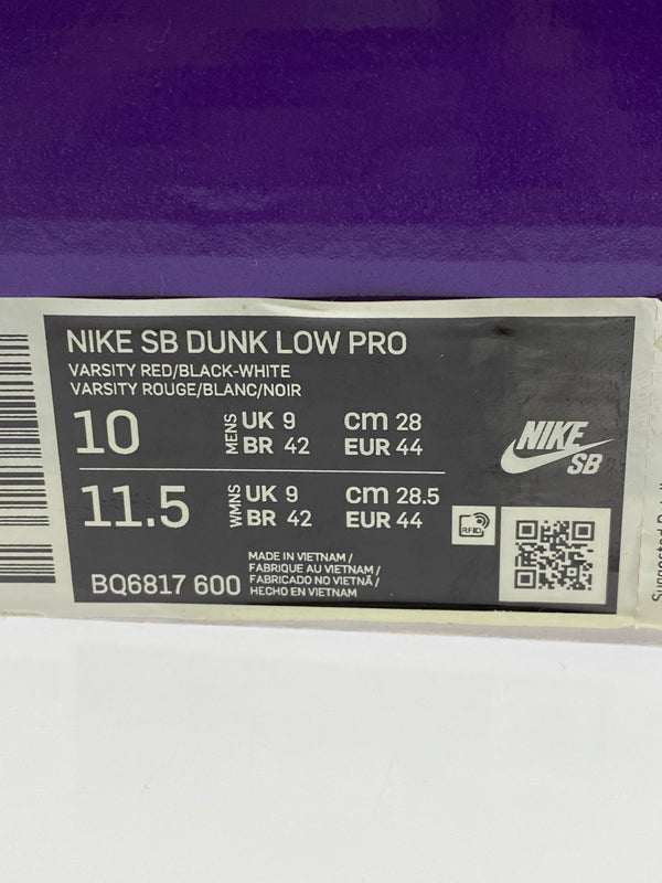 【中古品】【メンズ】 NIKE ナイキ SB DUNK LOW PRO JｰPACK CHICAGO VARSITY RED AND WHITE BQ6817-600 SB ダンク ロー プロ メンズ スニーカー シューズ 靴 160-260825-em-17-min サイズ：28.0cm カラー：CHICAGO VARSITY RED/BLACK-WHITE 万代Net店