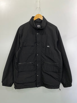 【中古品】【メンズ】 STUSSY ステューシー ナイロンジャケット メンズ アウター フード付き コーチジャケット ウィンドブレイカー 142-260825-em-51-min サイズ：L カラー：ブラック 万代Net店