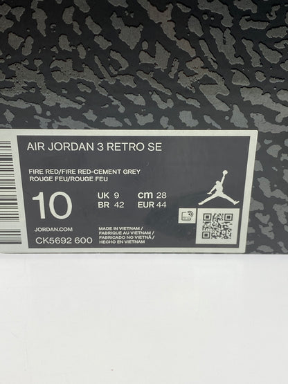 【中古品】【メンズ】 NIKE ナイキ AIR JORDAN 3 RETRO SE CK5692-600 エアジョーダン3 レトロ SE メンズ シューズ スニーカー 靴 160-260825-em-18-min サイズ：28.0cm カラー：FIRE RED/CEMENT GREY-BLACK 万代Net店