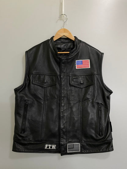 【中古品】【メンズ】 LEGENDARY USA レジェンダリー ユーエスエー LEATHER VEST レザー ベスト 革 メンズ アウター アメリカ製 146-260904-em-03-min サイズ：44 カラー：ブラック 万代Net店