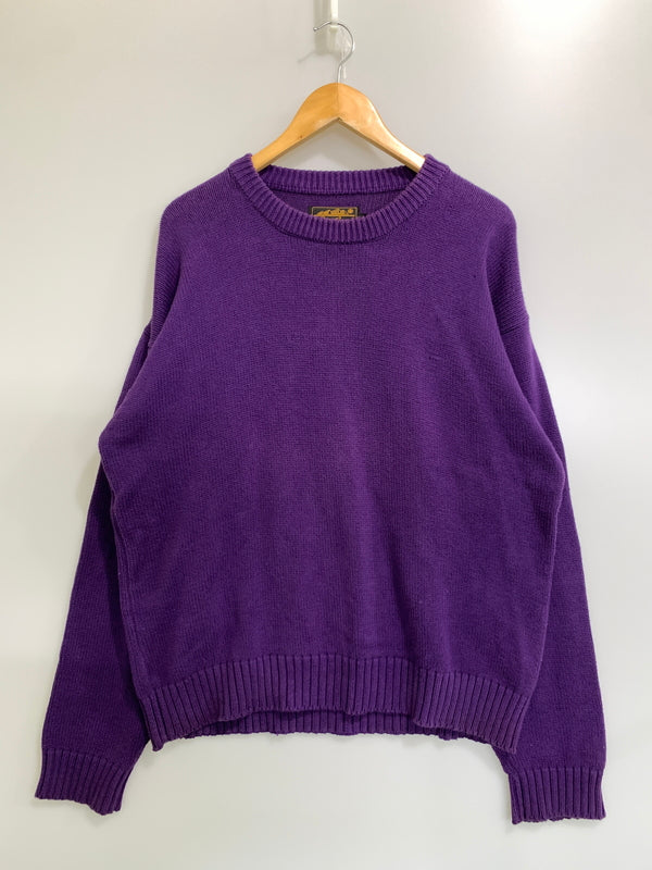 【中古品】【メンズ】 EDDIE BAUER エディー バウアー 80-90S KNIT 80-90年代 ニット セーター 長袖 ロングスリーブ 146-260827-hu-25-min サイズ：L カラー：パープル 万代Net店