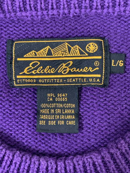 【中古品】【メンズ】 EDDIE BAUER エディー バウアー 80-90S KNIT 80-90年代 ニット セーター 長袖 ロングスリーブ 146-260827-hu-25-min サイズ：L カラー：パープル 万代Net店
