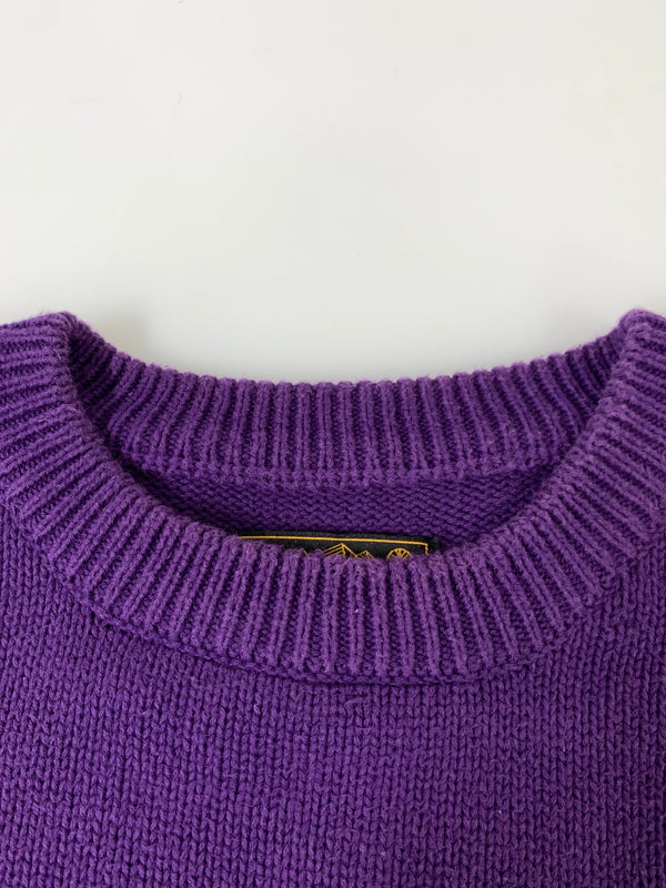 【中古品】【メンズ】 EDDIE BAUER エディー バウアー 80-90S KNIT 80-90年代 ニット セーター 長袖 ロングスリーブ 146-260827-hu-25-min サイズ：L カラー：パープル 万代Net店