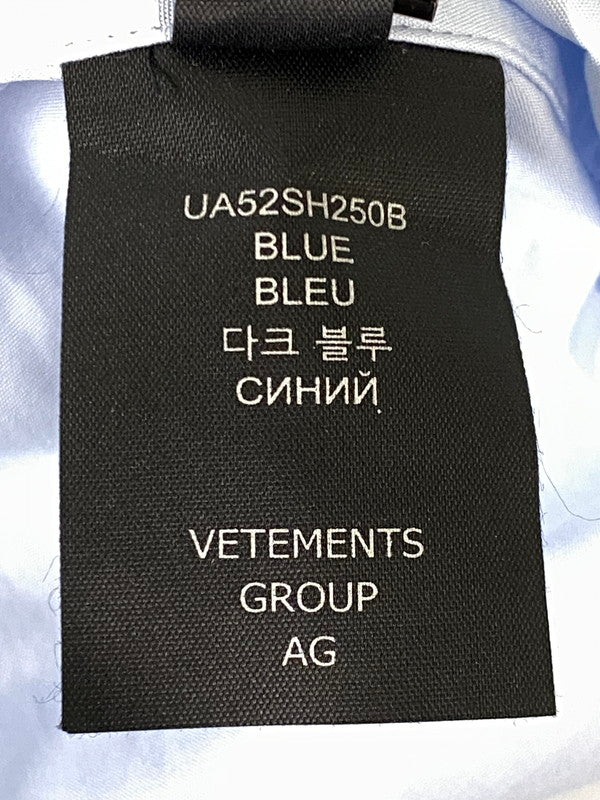 【中古品】【メンズ】 VETEMENTS ヴェトモン MY NAME IS VETEMENTS SHIRT UA52SH250 マイ ネーム イズ ヴェトモン シャツ オーバーサイズ 長袖シャツ メンズ トップス 141-260825-em-11-min サイズ：S カラー：ライトブルー 万代Net店