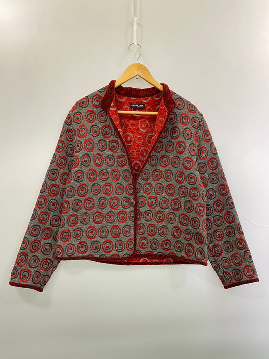【中古品】【メンズ】 KHANGURA カングラ JACKET 総柄ジャケット ライトアウター 146-260909-yn-33-min サイズ：XL カラー：レッド/ブラウン系 万代Net店