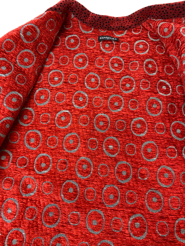 【中古品】【メンズ】 KHANGURA カングラ JACKET 総柄ジャケット ライトアウター 146-260909-yn-33-min サイズ：XL カラー：レッド/ブラウン系 万代Net店