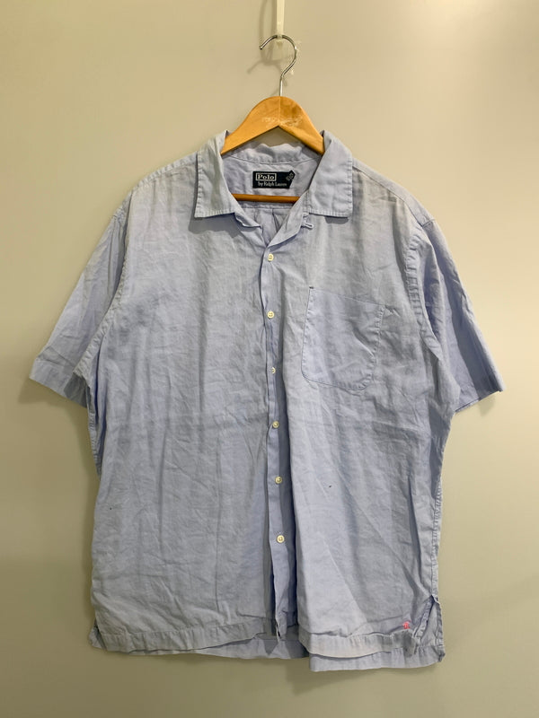 【中古品】【メンズ】 POLO BY RALPH LAUREN ポロバイラルフローレン オープンカラーシャツ 半袖 シャツ ショートスリーブ 146-260829-hu-03-min サイズ：ＸＬ カラー：ブルー 万代Net店