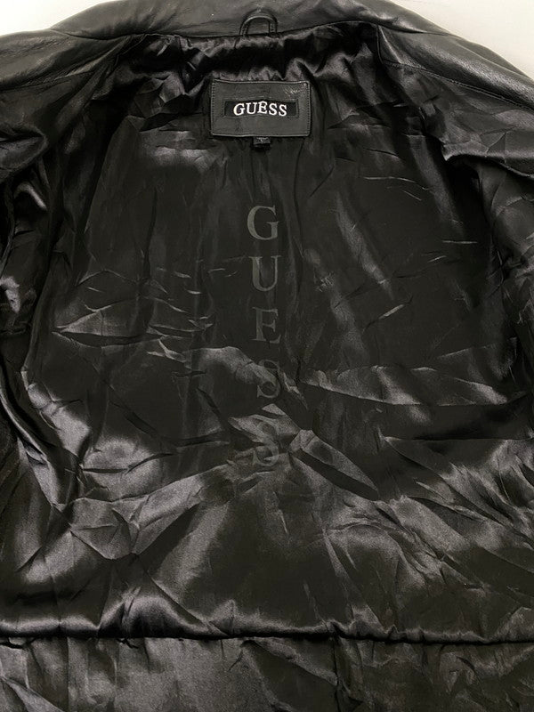 【中古品】【メンズ】 GUESS ゲス LEATHER COAT レザー コート メンズ アウター 141-260904-em-02-min サイズ：L カラー：ブラック 万代Net店