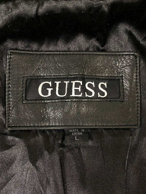 【中古品】【メンズ】 GUESS ゲス LEATHER COAT レザー コート メンズ アウター 141-260904-em-02-min サイズ：L カラー：ブラック 万代Net店