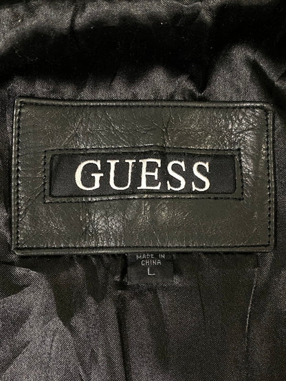 【中古品】【メンズ】 GUESS ゲス LEATHER COAT レザー コート メンズ アウター 141-260904-em-02-min サイズ：L カラー：ブラック 万代Net店