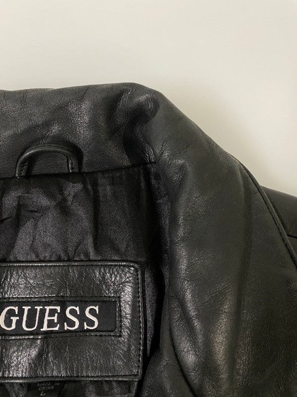 【中古品】【メンズ】 GUESS ゲス LEATHER COAT レザー コート メンズ アウター 141-260904-em-02-min サイズ：L カラー：ブラック 万代Net店