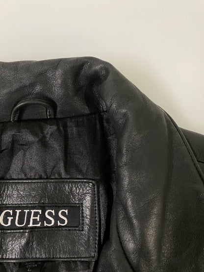 【中古品】【メンズ】 GUESS ゲス LEATHER COAT レザー コート メンズ アウター 141-260904-em-02-min サイズ：L カラー：ブラック 万代Net店