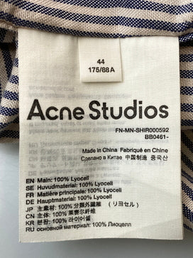 【中古品】【メンズ】 ACNE STUDIOS アクネストゥディオズ STRIPE SHIRT FN-MN-SHIR000592 ストライプシャツ メンズ 長袖シャツ 141-260825-em-50-min サイズ：44 カラー：ネイビー/ホワイト（ストライプ） 万代Net店