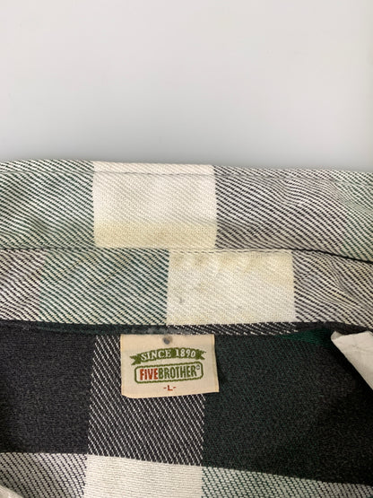 【中古品】【メンズ】 FIVE BROTHERS ファイブ ブラザー 90S HEAVY FLANNEL SHIRT 90年代 ヘビー フランネル シャツ チェック 長袖 ロングスリーブ 146-260827-hu-28-min サイズ：L カラー：グリーン/ブラック/ホワイト（チェック） 万代Net店