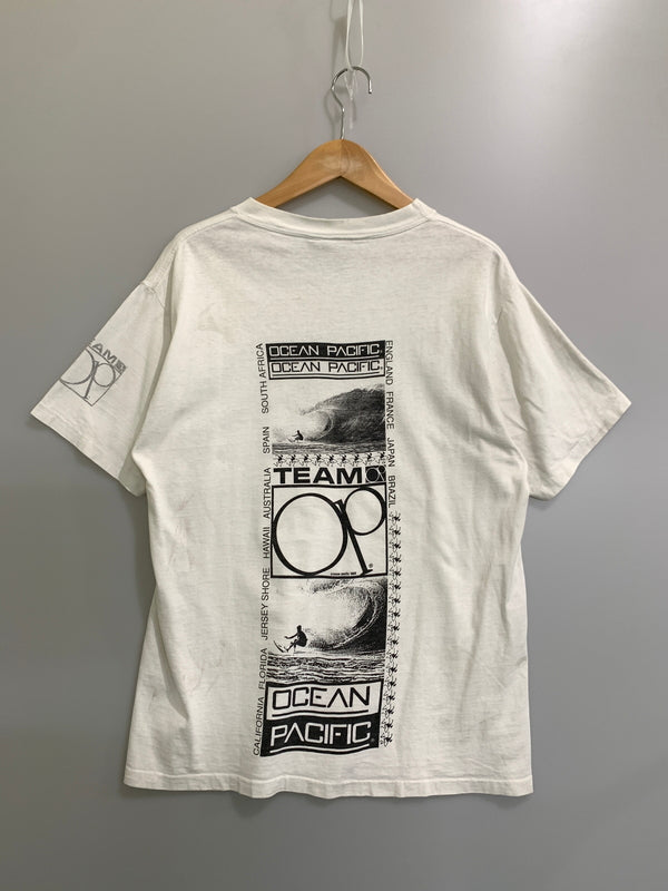 【中古品】【メンズ】 OCEAN PACIFIC オーシャン パシフィック OP 90S SURF PHOTO TEE 90年代 サーフ ティー 半袖 Ｔシャツ ショートスリーブ 146-260829-hu-08-min サイズ：タグほつれのため不明 カラー：ホワイト 万代Net店