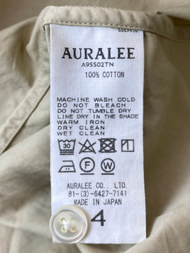 【中古品】【メンズ】 AURALEE オーラリー WASHED FINX TWILL HALF SLEEVED BIG SHIRTS A9SS02TN ウォッシュド フィンクス ツイル ハーフスリーブ ビッグ シャツ メンズ トップス 半袖シャツ 140-260825-em-52-min サイズ：4 カラー：アイボリー 万代Net店