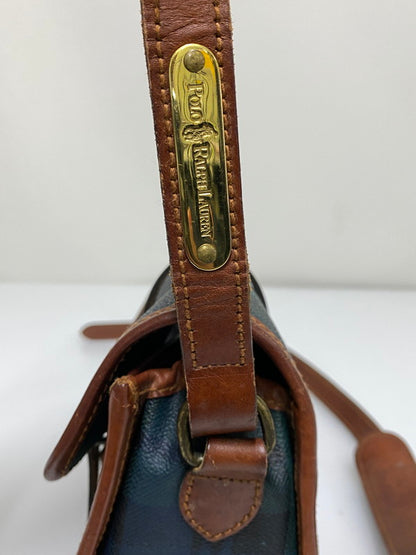 【中古品】【メンズ/レディース】 RALPH LAUREN ラルフローレン SHOLDER BAG ショルダー バッグ 肩掛け ミニサイズ 鞄 カバン ヴィンテージ 188-260830-em-12-min カラー：グリーン系 万代Net店