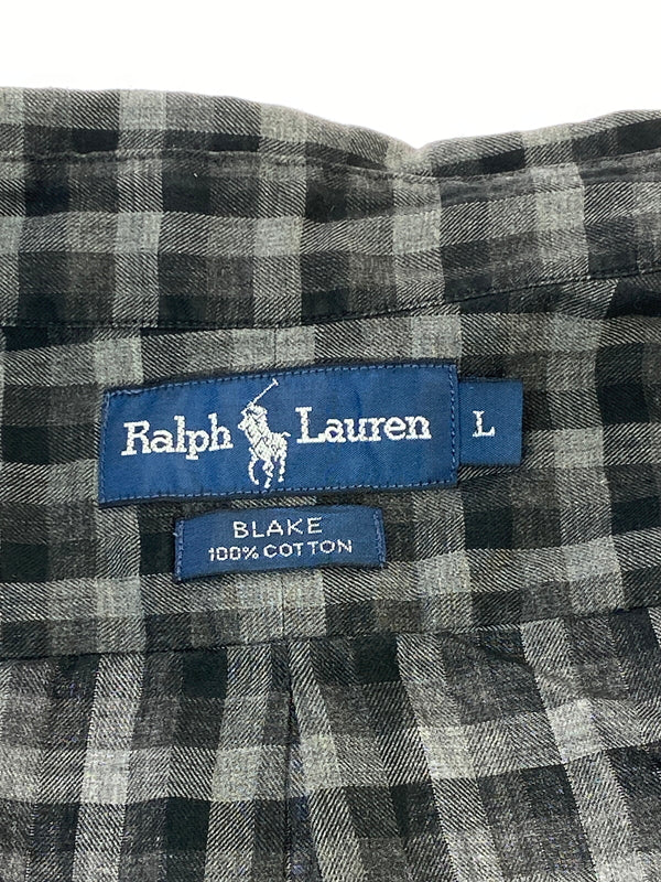 【中古品】【メンズ】 RALPH LAUREN ラルフローレン BLAKE CHECK SHIRT ブレイク チェック シャツ 格子柄 メンズ 長袖シャツ トップス 146-260901-em-19-min サイズ：L カラー：グレー（チェック柄） 万代Net店
