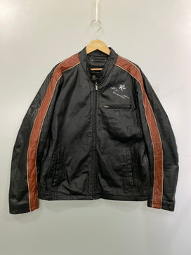 【現状渡し品】【メンズ】 WILSONS LEATHER ウィルソンズ レザー LEATHER JACKET レザージャケット 革ジャン ヴィンテージ メンズ トップス ライダースジャケット 146-260825-em-45-min サイズ：L カラー：ブラック 万代Net店