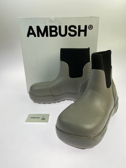 【中古品】【メンズ】 AMBUSH アンブッシュ RUBBER BOOTS ラバー ブーツ 長靴 スクエアトゥ チャンキーソール レインブーツ 162-260825-em-34-min サイズ：41 カラー：GRAY/BLACK 万代Net店