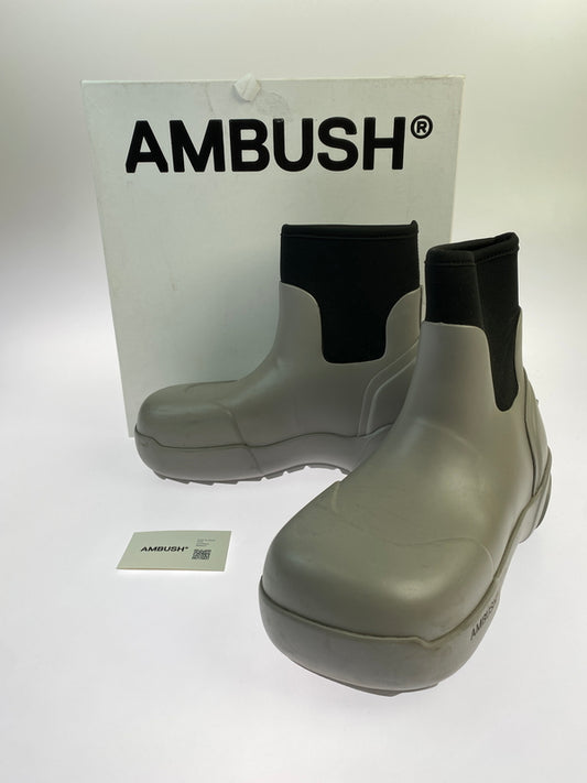 【中古品】【メンズ】 AMBUSH アンブッシュ RUBBER BOOTS ラバー ブーツ 長靴 スクエアトゥ チャンキーソール レインブーツ 162-260825-em-34-min サイズ：41 カラー：GRAY/BLACK 万代Net店