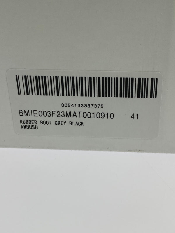 【中古品】【メンズ】 AMBUSH アンブッシュ RUBBER BOOTS ラバー ブーツ 長靴 スクエアトゥ チャンキーソール レインブーツ 162-260825-em-34-min サイズ：41 カラー：GRAY/BLACK 万代Net店