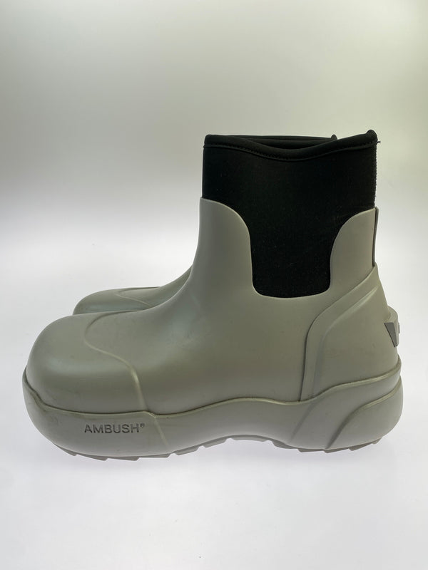 【中古品】【メンズ】 AMBUSH アンブッシュ RUBBER BOOTS ラバー ブーツ 長靴 スクエアトゥ チャンキーソール レインブーツ 162-260825-em-34-min サイズ：41 カラー：GRAY/BLACK 万代Net店