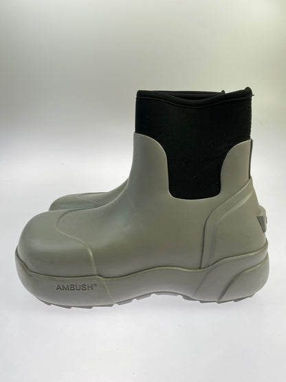 【中古品】【メンズ】 AMBUSH アンブッシュ RUBBER BOOTS ラバー ブーツ 長靴 スクエアトゥ チャンキーソール レインブーツ 162-260825-em-34-min サイズ：41 カラー：GRAY/BLACK 万代Net店