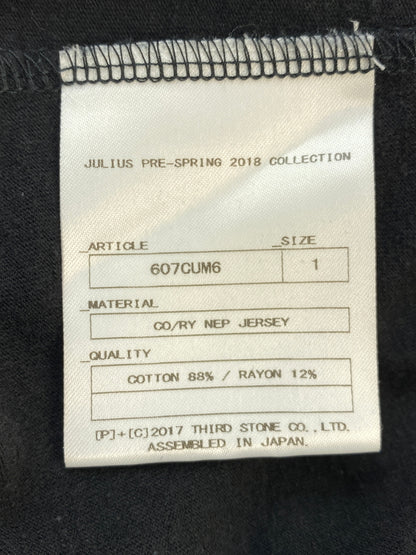 【中古品】【メンズ】 JULIUS ユリウス レイヤード クルーネック LS TEE ロングスリーブ ティー 607CUM6 長袖 Tシャツ 140-260830-hu-52-min サイズ：1 カラー：ブラック 万代Net店