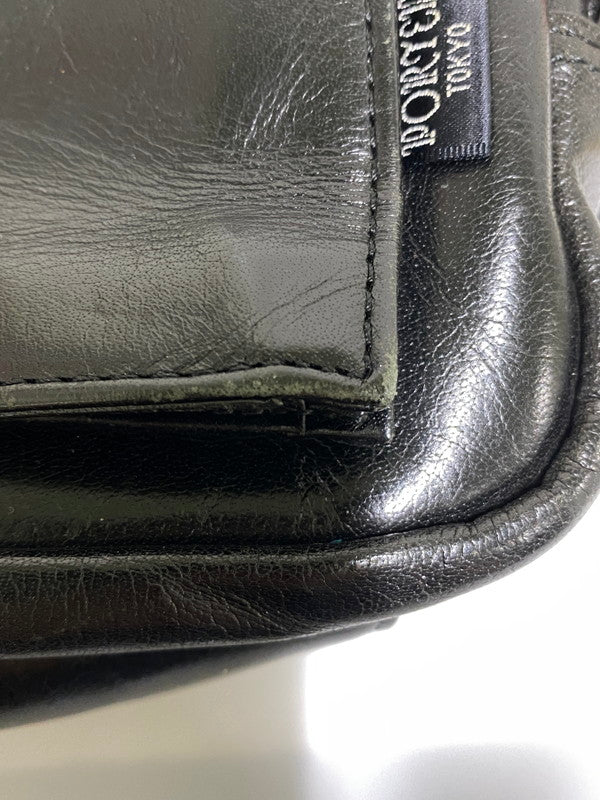 【中古品】【メンズ/レディース】 PORTER ぽー スクエア レザー ショルダーバッグ 吉田カバン 本革 鞄 188-260830-em-08-min カラー：ブラック 万代Net店