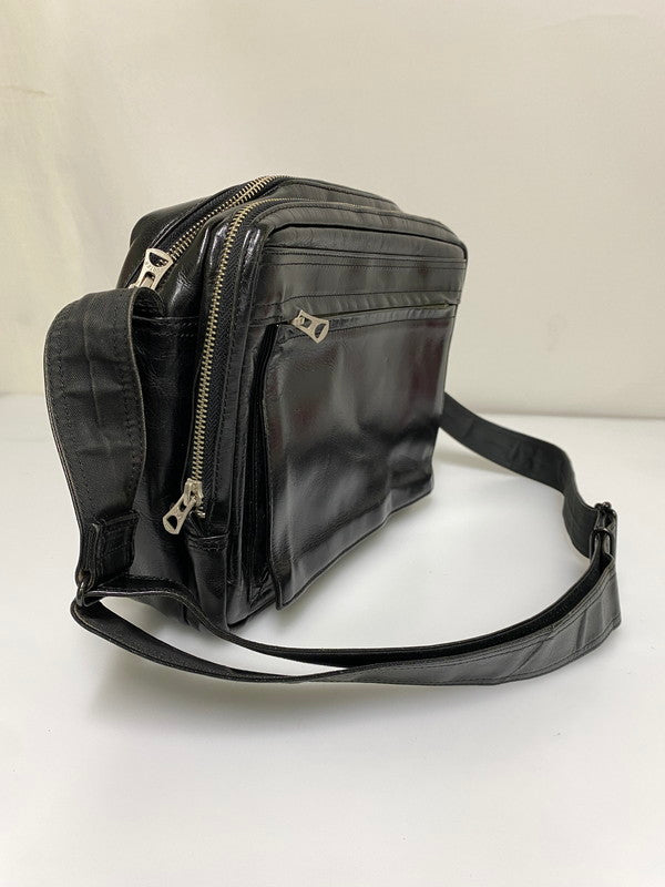 【中古品】【メンズ/レディース】 PORTER ぽー スクエア レザー ショルダーバッグ 吉田カバン 本革 鞄 188-260830-em-08-min カラー：ブラック 万代Net店