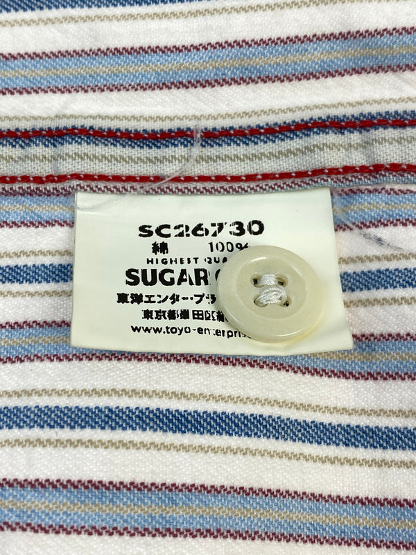 【中古品】【メンズ】 SUGAR CANE シュガーケーン ストライプシャツ SC27174 長袖 シャツ ロングスリーブ 145-260830-hu-56-min サイズ：L カラー：ブルー/ホワイト系（ストライプ） 万代Net店