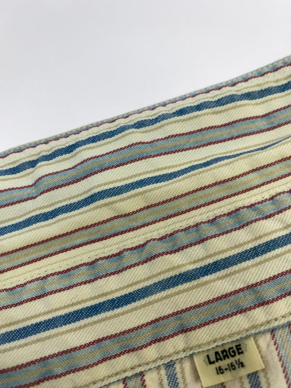 【中古品】【メンズ】 SUGAR CANE シュガーケーン ストライプシャツ SC27174 長袖 シャツ ロングスリーブ 145-260830-hu-56-min サイズ：L カラー：ブルー/ホワイト系（ストライプ） 万代Net店