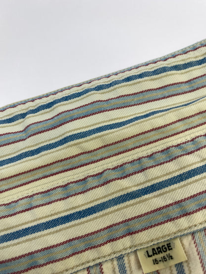 【中古品】【メンズ】 SUGAR CANE シュガーケーン ストライプシャツ SC27174 長袖 シャツ ロングスリーブ 145-260830-hu-56-min サイズ：L カラー：ブルー/ホワイト系（ストライプ） 万代Net店
