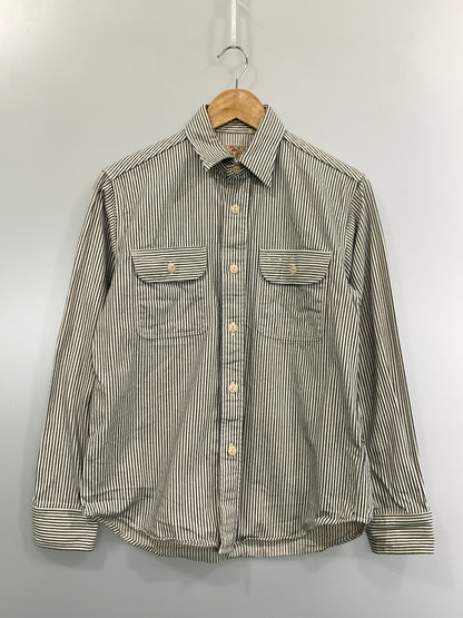 【中古品】【メンズ】 SUGAR CANE シュガーケーン HICKORY STRIPE WORK SHIRT SC27853 ヒッコリーストライプ ワークシャツ メンズ トップス 長袖シャツ 145-260904-em-60-min サイズ：S カラー：ホワイト/ネイビー（ストライプ） 万代Net店