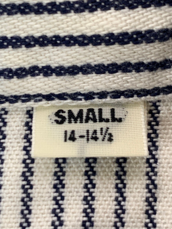 【中古品】【メンズ】 SUGAR CANE シュガーケーン HICKORY STRIPE WORK SHIRT SC27853 ヒッコリーストライプ ワークシャツ メンズ トップス 長袖シャツ 145-260904-em-60-min サイズ：S カラー：ホワイト/ネイビー（ストライプ） 万代Net店
