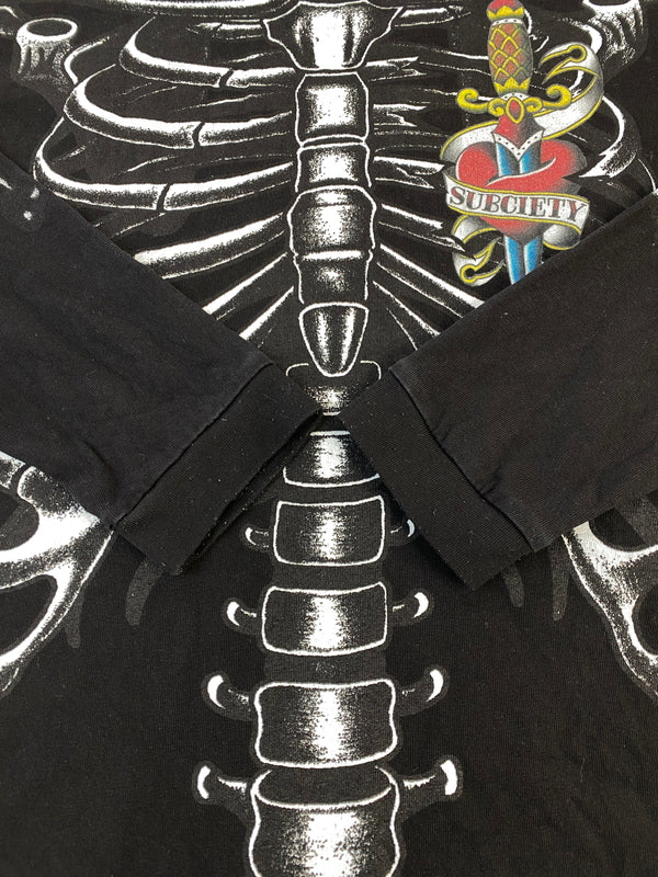 【中古品】【メンズ】 SUBCIETY サブサエティ SKELTON L/S TEE 155－44028 スケルトン ロングスリーブ Tシャツ メンズ 長袖 トップス 骸骨 142-260904-em-37-min サイズ：S カラー：ブラック 万代Net店
