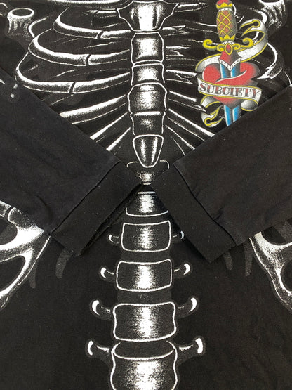 【中古品】【メンズ】 SUBCIETY サブサエティ SKELTON L/S TEE 155－44028 スケルトン ロングスリーブ Tシャツ メンズ 長袖 トップス 骸骨 142-260904-em-37-min サイズ：S カラー：ブラック 万代Net店