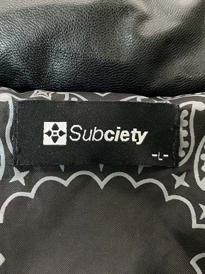 【中古品】【メンズ】 SUBCIETY サブサエティ FAX LEATHER PADDED JKT 105－62730 フェイクレザー パデッドジャケット アウター 142-260909-yn-32-min サイズ：L カラー：ブラック 万代Net店