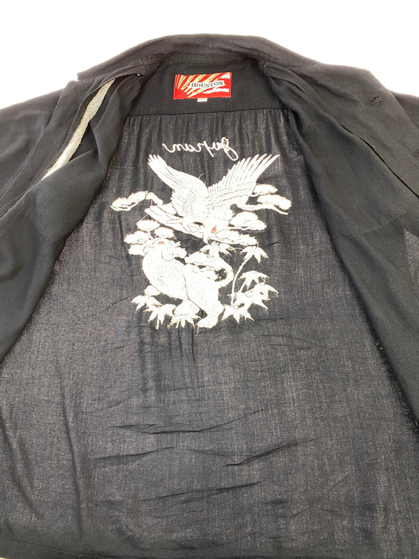 【中古品】【メンズ】 HOUSTON ヒューストン スーベニア レーヨンシャツ 半袖 シャツ ショートスリーブ 145-260830-hu-55-min サイズ：M カラー：ブラック 万代Net店