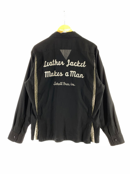 【中古品】【メンズ】 SCHOTT ショット BOWLING SHIRT ボーリングシャツ 長袖シャツ トップス 145-260909-yn-36-min サイズ：M カラー：ブラック 万代Net店