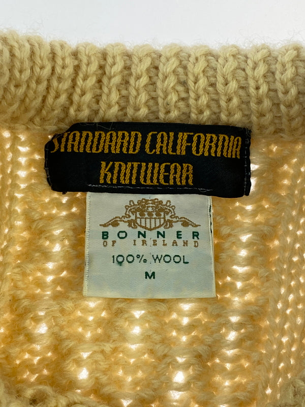 【中古品】【メンズ】 STANDARD CALIFORNIA スタンダードカリフォルニア フィッシャーマンニット BONNER 英国製 ボナー アランニット メンズ セーター トップス ニット 140-260904-em-31-min サイズ：M カラー：アイボリー 万代Net店