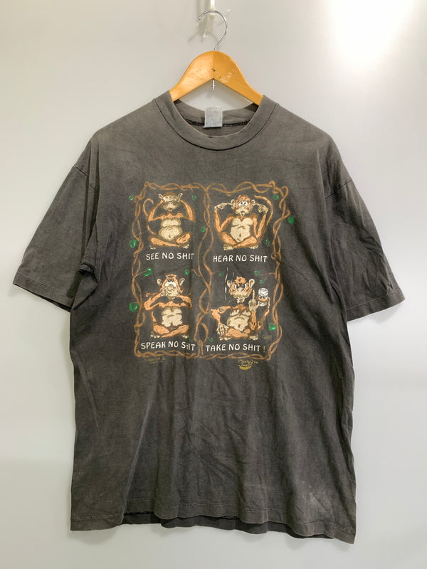 【現状渡し品】【メンズ】 90S MONKEY JOKE SS TEE 90年代 モンキー ジョーク ショートスリーブ Tシャツ メンズ トップス 半袖 ヴィンテージ 猿 146-260901-em-07-min カラー：グレー 万代Net店