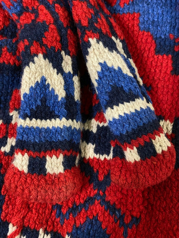 【中古品】【メンズ】 POLO RALPH LAUREN ポロ・ラルフローレン 90'S ネイティブ柄 カウチン 90年代 ウールセーター メンズ アウター ヴィンテージ 146-260901-em-37-min サイズ：S カラー：レッド系 万代Net店