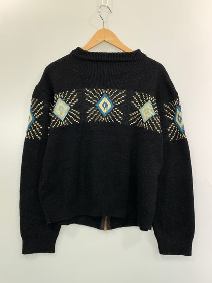 【中古品】【メンズ】 VINTAGE ヴィンテージ DIAMOND PATTERN ZIP UP SWEATER ダイアモンド パターン ジップ アップ セーター トップス ニット 146-260903-hu-24-min サイズ：タグなしのため不明 カラー：ブラック 万代Net店