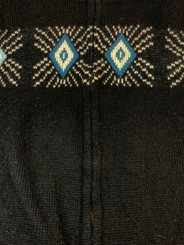 【中古品】【メンズ】 VINTAGE ヴィンテージ DIAMOND PATTERN ZIP UP SWEATER ダイアモンド パターン ジップ アップ セーター トップス ニット 146-260903-hu-24-min サイズ：タグなしのため不明 カラー：ブラック 万代Net店