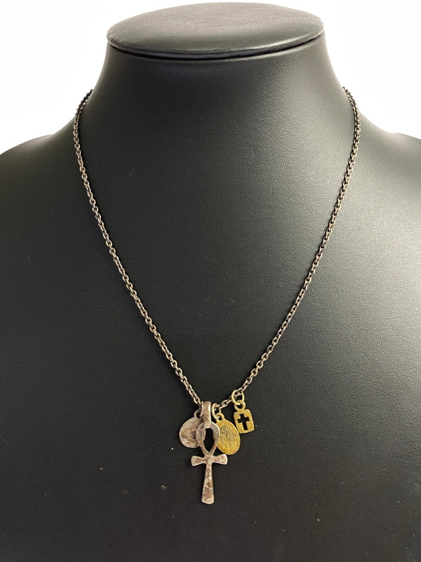 【中古品】【メンズ/レディース】 AMP JAPAN アンプジャパン エジプシャンクロス ネックレス アクセサリー アンティーク アンク レイヤード シルバー 192-260830-em-42-min カラー：ゴールドブラウン 万代Net店