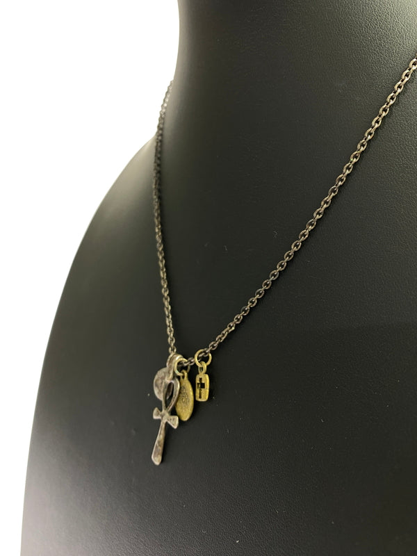 【中古品】【メンズ/レディース】 AMP JAPAN アンプジャパン エジプシャンクロス ネックレス アクセサリー アンティーク アンク レイヤード シルバー 192-260830-em-42-min カラー：ゴールドブラウン 万代Net店